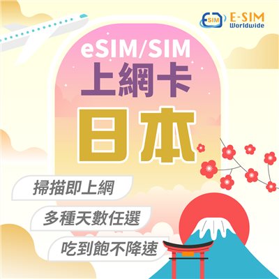 日本旅遊 3日-30日 esim/sim上網卡